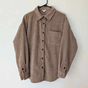 Blu Pepper Tan Ribbed Button Down Top